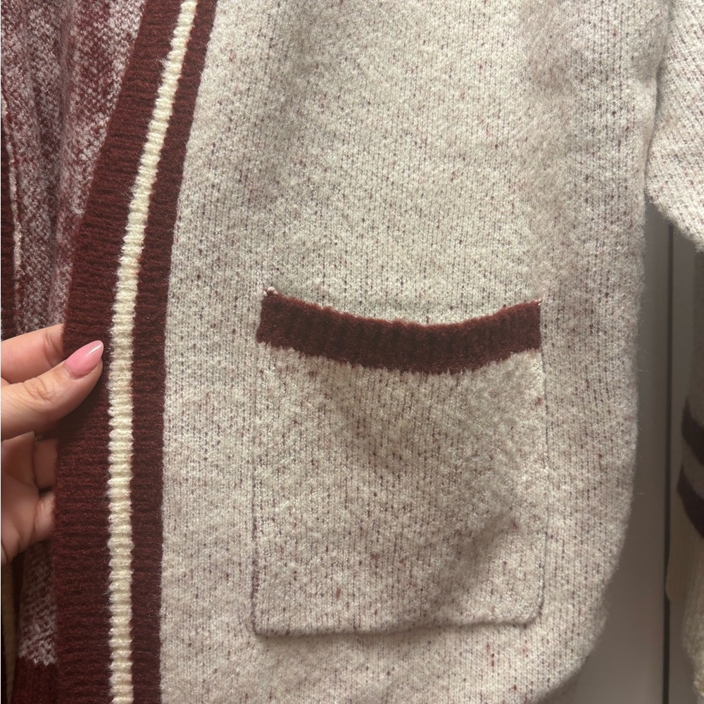 Anthropologie Flat White Game Day Football Cardigan Sweater | One Size NWT - Picture 9 of 10